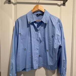 Zara Light Blue cropped Shirt